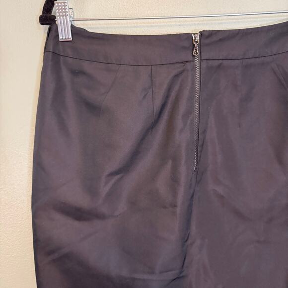 Magaschoni Collection Pencil Mini Skirt 8 Work Silk Velvet Panel Contrast Black - Picture 5 of 7